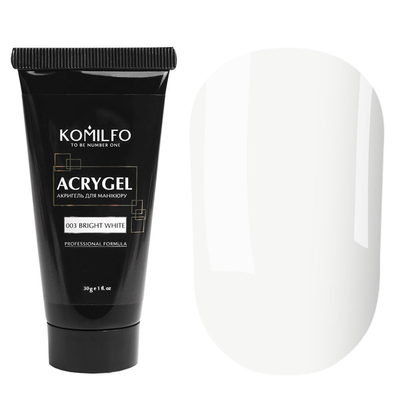 Акрил-гель Acryl Gel Komilfo №003 Bright White, яскро-білий, 30 г