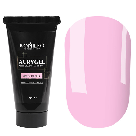 Акрил-гель Acryl Gel Komilfo №005 Cool Pink, холодный розовый, 30 г