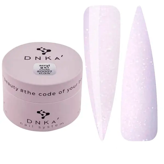Акрил-гель DNKA Acryl Gel №007 Elixir розовый с шиммером, 30 мл, Цвет: Розовый