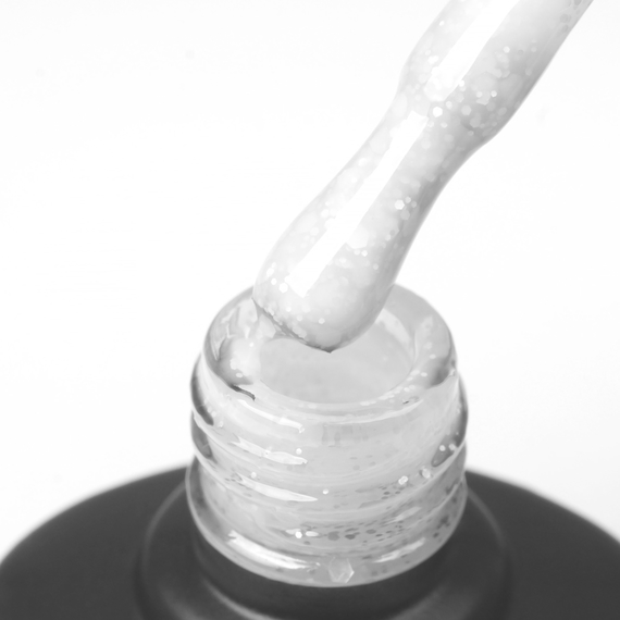 База для ногтей Komilfo Potal Base P007, бело-молочная с поталью, 8 мл, изображение 3