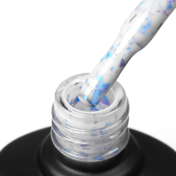 База для нігтів Komilfo Potal Base P012, біла з різнокольоровою поталлю, 8 мл, зображення 3