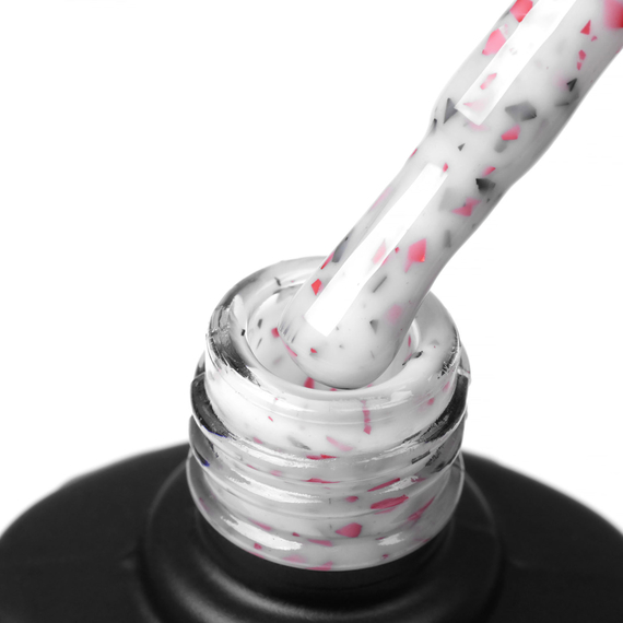 База для ногтей Komilfo Potal Base P018, белая с розовой и черной поталью, 8 мл, изображение 3