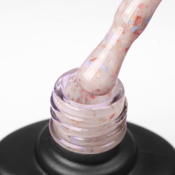 База для ногтей Komilfo Potal Base P020, персиково-бежевая с поталью, 8 мл, изображение 3