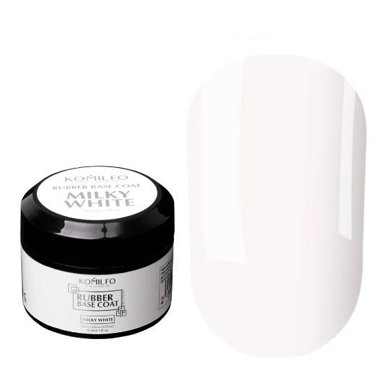 База для нігтів Komilfo Milky White, молочно-біла, банка 30 мл