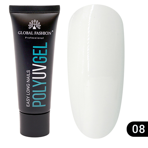 Акрил-гель GLOBAL №08 White, 30 мл, Цвет: Белый