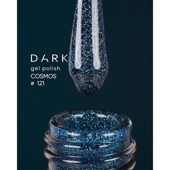 Gel polish DARK Cosmos No. 121, turquoise blue, 6 ml