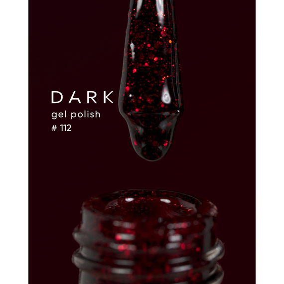 Гель-лак DARK №112, темно-вишневый с красным шиммером, 6 мл