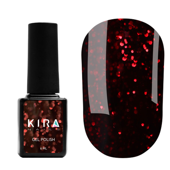 Гель-лак Kira Nails Hot Peppers №04 бордовий з темно-червоним шимером, 6 мл