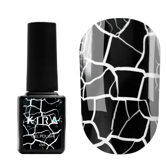 Gel polish Kira Nails Crack Effect Black black, 6 ml