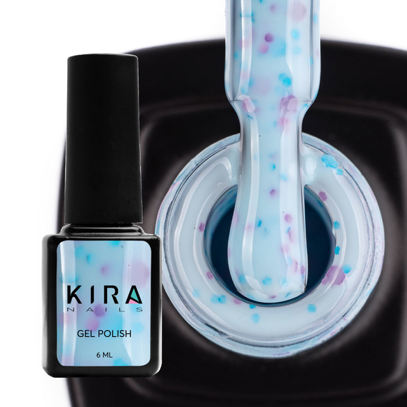 Гель лак Kira Nails Yoghurt Boom №07 блакитний мармелад з неоновими блискітками, 6 мл