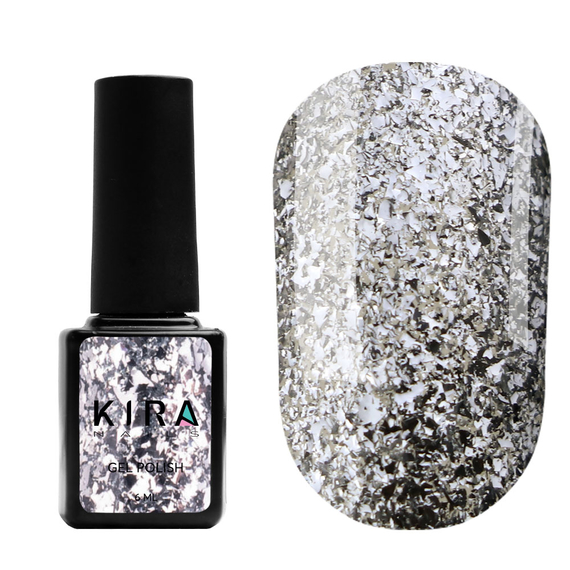 Гель-лак Kira Nails Shine Bright №01 срібло з блискітками, 6 мл, зображення 2