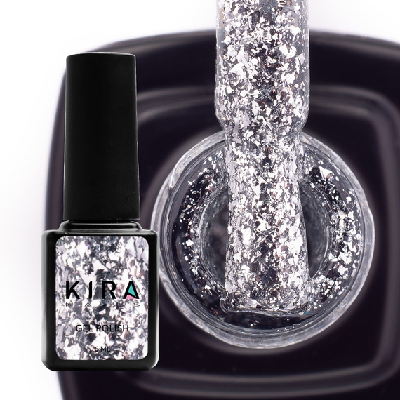 Гель-лак Kira Nails Shine Bright №01 срібло з блискітками, 6 мл