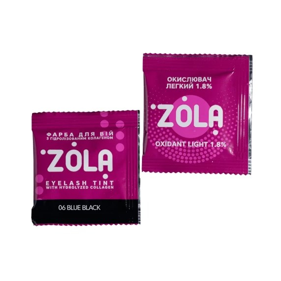 Фарба для брів ZOLA №06 Blue Black з коллагеном в саше 5 мл