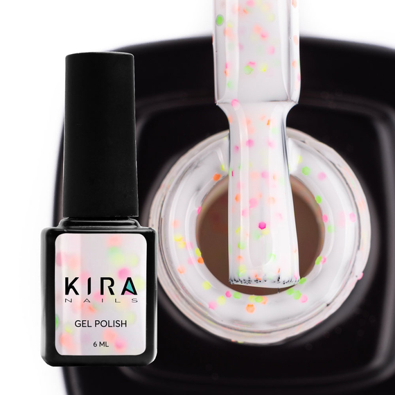 Гель лак Kira Nails Yoghurt Boom №01 белый с яркими крапинками, 6 мл