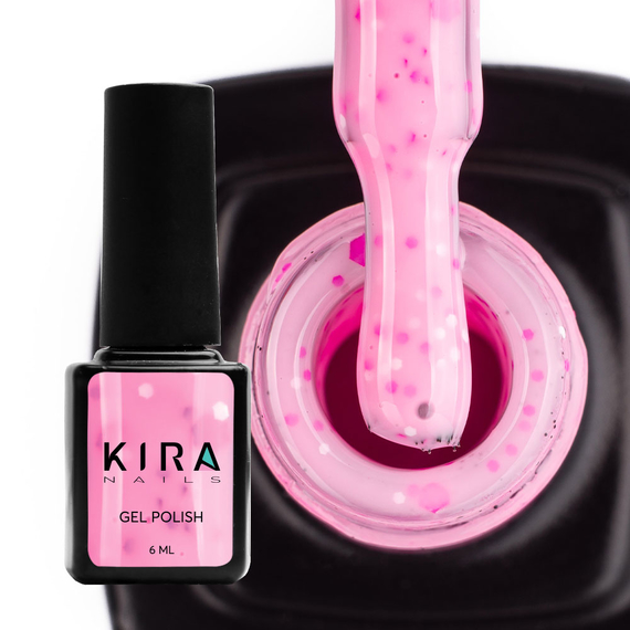 Гель лак Kira Nails Yoghurt Boom №09 рожевий з крупними цятками, 6 мл