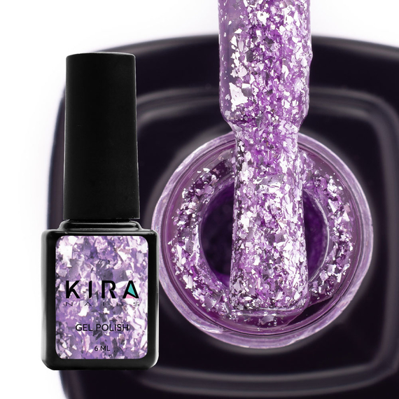 Gel polish Kira Nails Shine Bright #07 light purple with sparkles, 6 ml