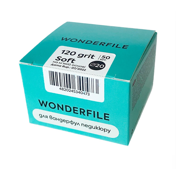 Сменные файлы для педикюрного диска Wonderfile на мягкой основе 20 мм, 120 грит, 50 шт.
