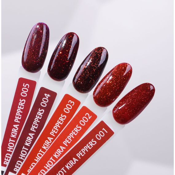 Gel polish Kira Nails Hot Peppers #05 dark red with silver shimmer, 6 ml, 2 image