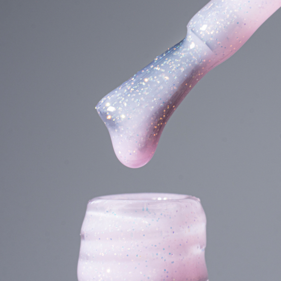 Закріплювач Komilfo Pink Diamond Top, без липкого шару, рожевий з блискітками, 8 мл, зображення 2