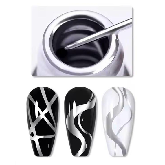 Гель краска Pink Off Liner Metal Silver gel paint, серебряная, 5 г