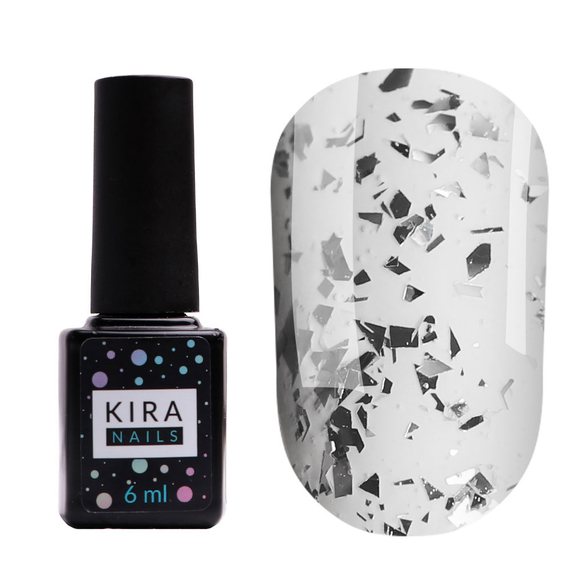 Топ для гель-лака Kira Nails No Wipe Top Silver Shard, 6 мл, изображение 2