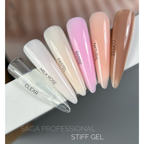 Гель-желе для ногтей Saga STIFF gel №03 Milk rose, молочная роза, 15 мл, изображение 2