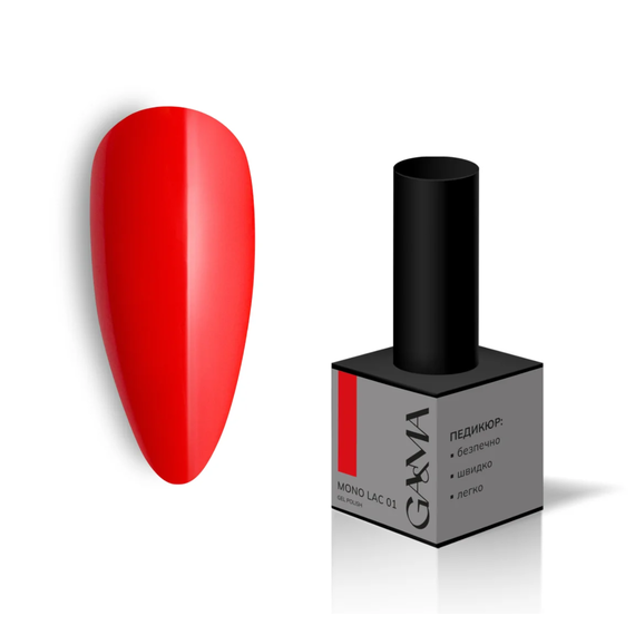 Гель-лак однофазный GaMa Mono Lac №001, алый, 6 мл