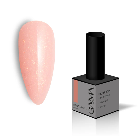 Single-phase gel polish GaMa Mono Lac No. 014, peach with micro glitter, 6 ml