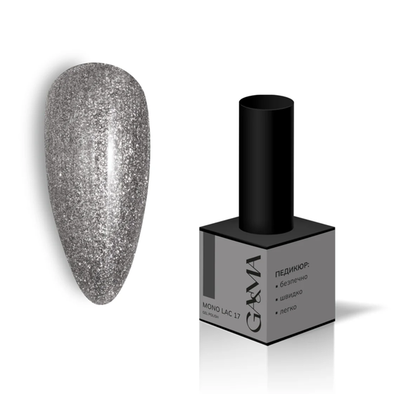 Гель-лак однофазный Gemely Mono Lac №017, графитовый с микроблеском, 6 мл