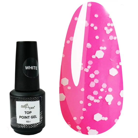 Топ для гель-лаку NailApex Top Point White топ з білими крихтами, 15 г
