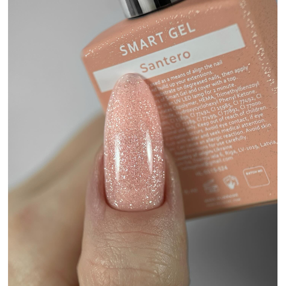 Жидкий гель HEYLOVE Smart Gel Santero, персиковый с блестками, 15 мл, изображение 2