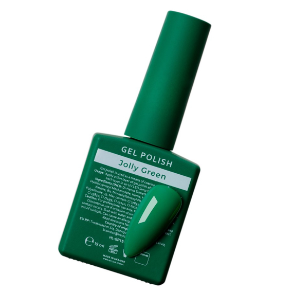 Гель-лак HEYLOVE Gel Polish Jolly Green яркий зеленый, 15 мл, изображение 3