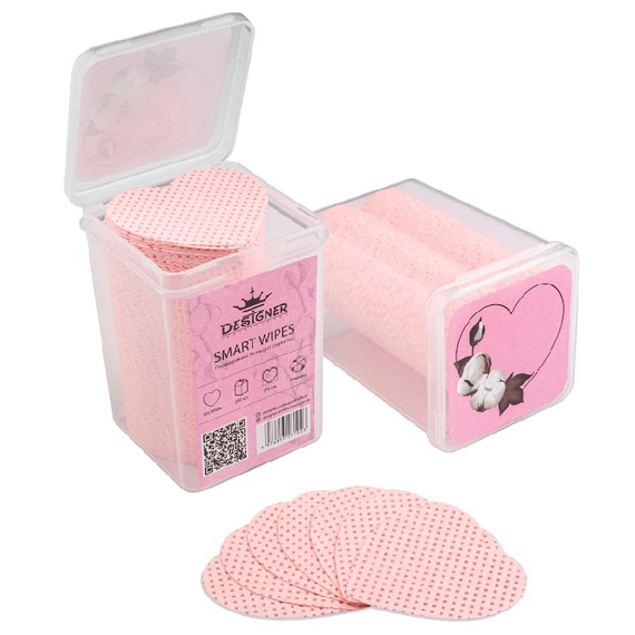 Lint-free napkins Designer Pink/Blue, heart in a plastic box, 200 pcs.