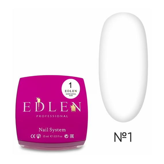 Жидкий акрил-гель Edlen Water Acrygel Nude №01, 15 мл, Цвет: Прозрачный