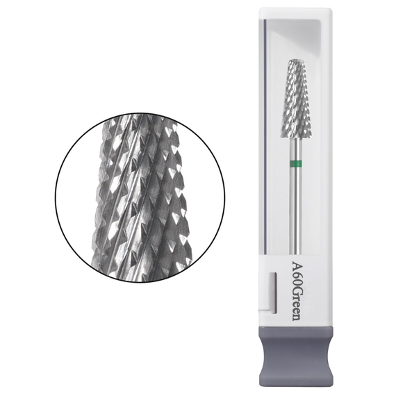 Насадка твердосплавная фреза GAMA Carbide max A60 Green, конус закругленный зеленый