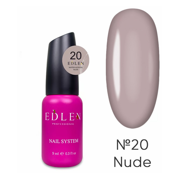 Жидкий акрил-гель Edlen Water Acrygel Nude №20 с кистью, 9 мл, Цвет: Бежевый