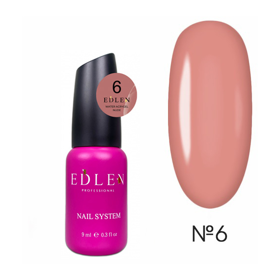 Жидкий акрил-гель Edlen Water Acrygel Nude №06 с кистью, 9 мл, Цвет: Нюдовый