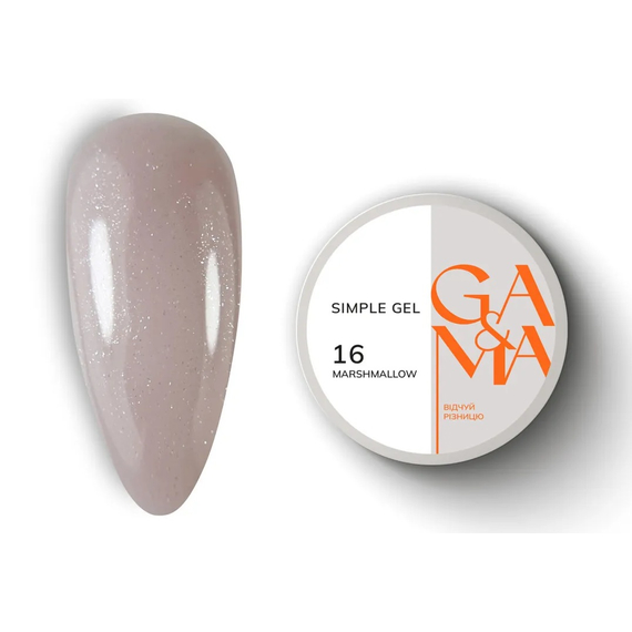 Гель GaMa Simple gel №16, маршмелоу, 15 мл, Колір: Рожевий