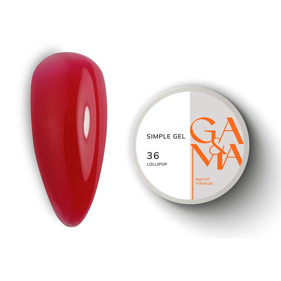 GaMa Simple gel No. 36 Lollipop, red, 30 ml, Color: Red