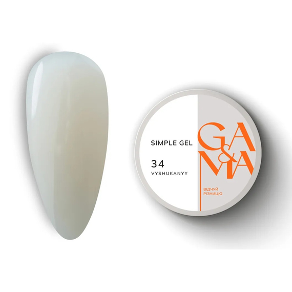 Гель GaMa Simple gel №34 Vyshukanyy, молочно-бежевый, 30 мл, Цвет: Бежевый
