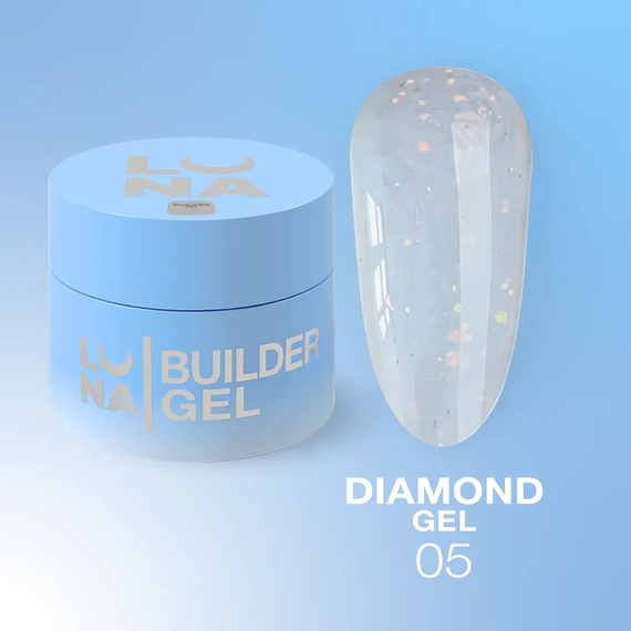 Гель для нарощування Luna Gel Diamond №5, блакитний, 15 мл