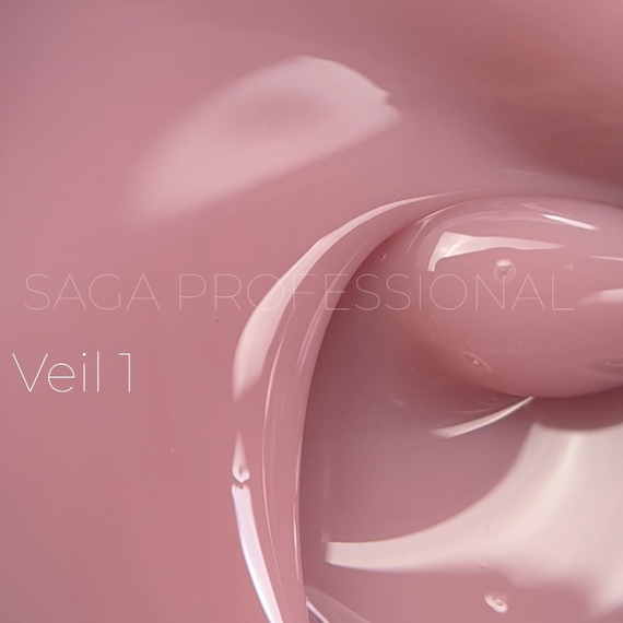 Гель для ногтей Saga Builder gel Veil №01, персиково-розовый, 15 мл