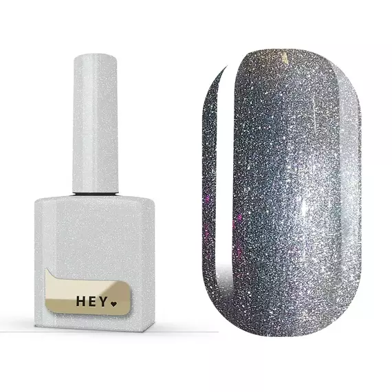 Гель-лак для нігтів HEYLOVE gel Polish Mirage, котяче око, срібний, 15 мл