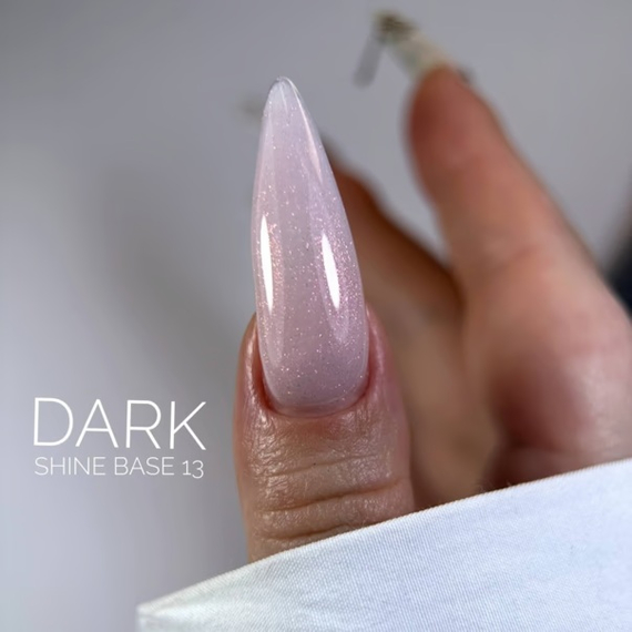 База для ногтей DARK PRO base Shine №13, персиковая с розовым шиммером, 15 мл, Цвет: Персиковый, изображение 3