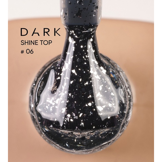 Топ для нігтів DARK Shine Top №06, срібний, 10 мл