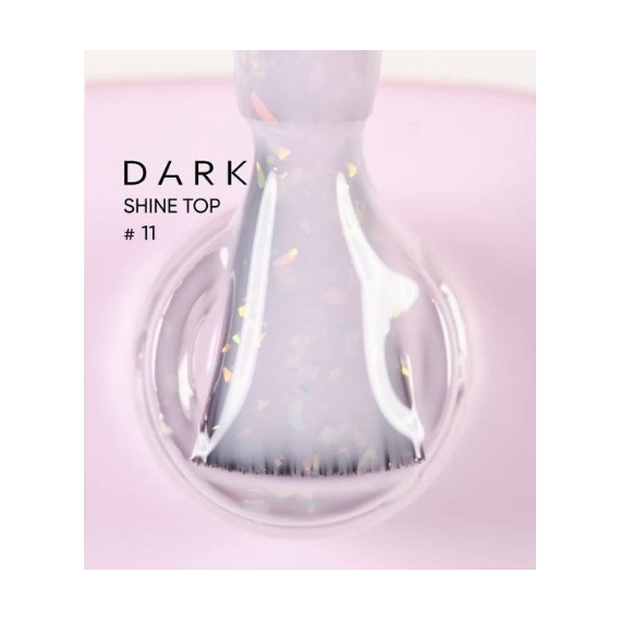 Топ для ногтей DARK Shine Top №11, розовый с поталью, 10 мл