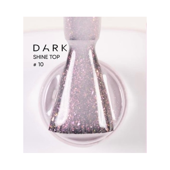 Топ для нігтів DARK Shine Top №10, молочний з блискітками, 10 мл