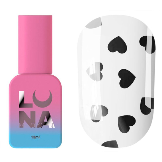 Топ для нігтів Luna Top Romantic Black, прозорий, з сердечками, без липкого шару, 13 мл