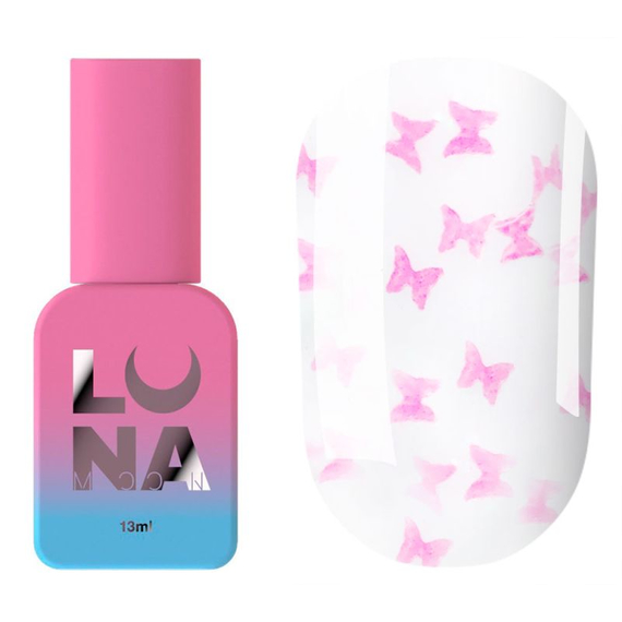 Топ для ногтей Luna Top Butterfly Pink, прозрачный, без липкого слоя, 13 мл