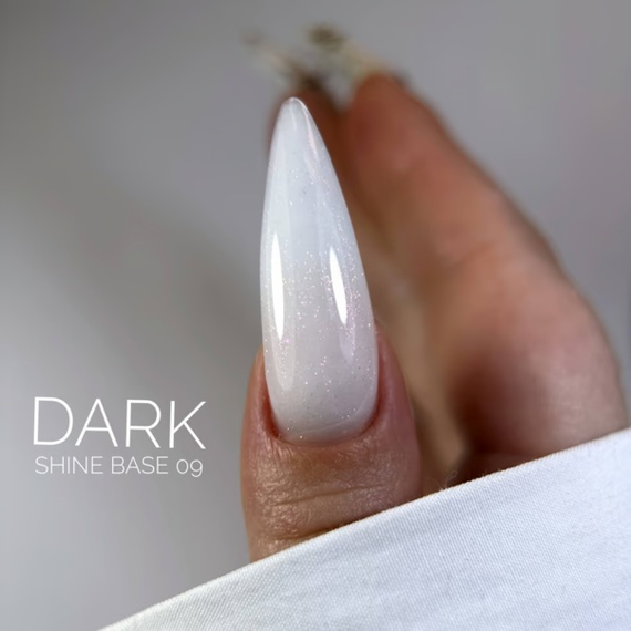 База для нігтів DARK PRO base Shine №09, молочна з рожевим шиммером, 15 мл, Колір: Молочний, зображення 3